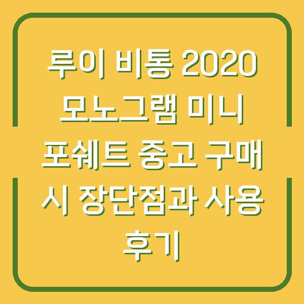 루이 비통 2020 모노그램 미니 포쉐트 중고 구매 시 장단점과 사용 후기