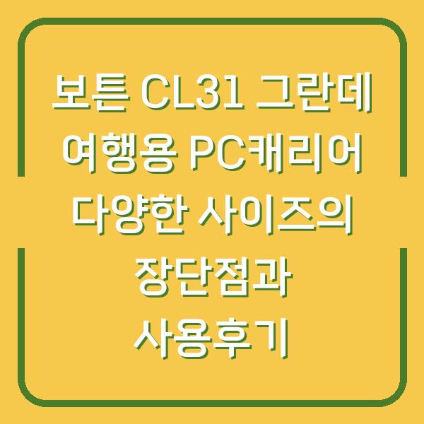 보튼 CL31 그란데 여행용 PC캐리어 다양한 사이즈의 장단점과 사용후기