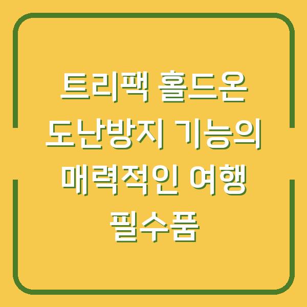 트리팩 홀드온 도난방지 기능의 매력적인 여행 필수품