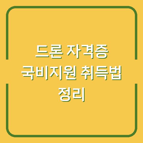 드론 자격증 국비지원 취득법 정리
