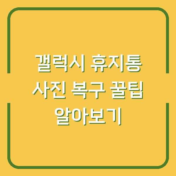 갤럭시 휴지통 사진 복구 꿀팁 알아보기