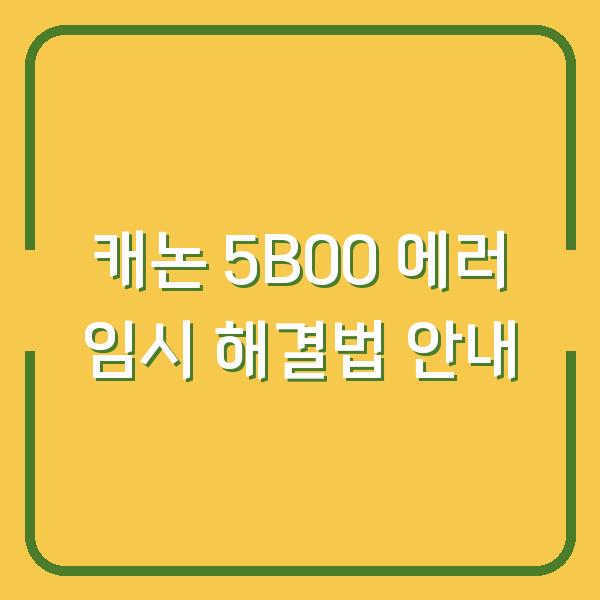 캐논 5B00 에러 임시 해결법 안내