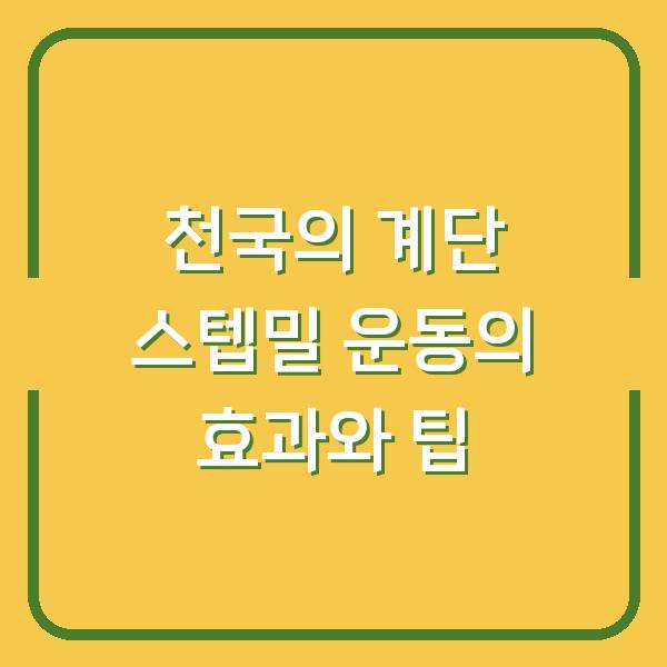 천국의 계단 스텝밀 운동의 효과와 팁