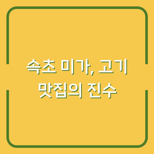 속초 미가, 고기 맛집의 진수