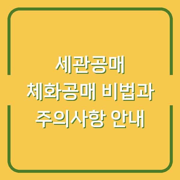 세관공매 체화공매 비법과 주의사항 안내