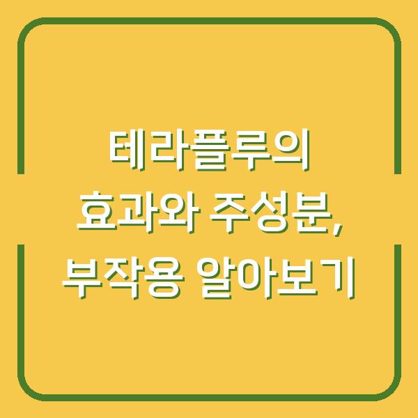 테라플루의 효과와 주성분, 부작용 알아보기