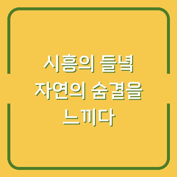 시흥의 들녘 자연의 숨결을 느끼다