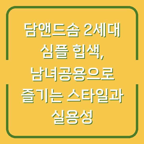 담앤드솜 2세대 심플 힙색, 남녀공용으로 즐기는 스타일과 실용성