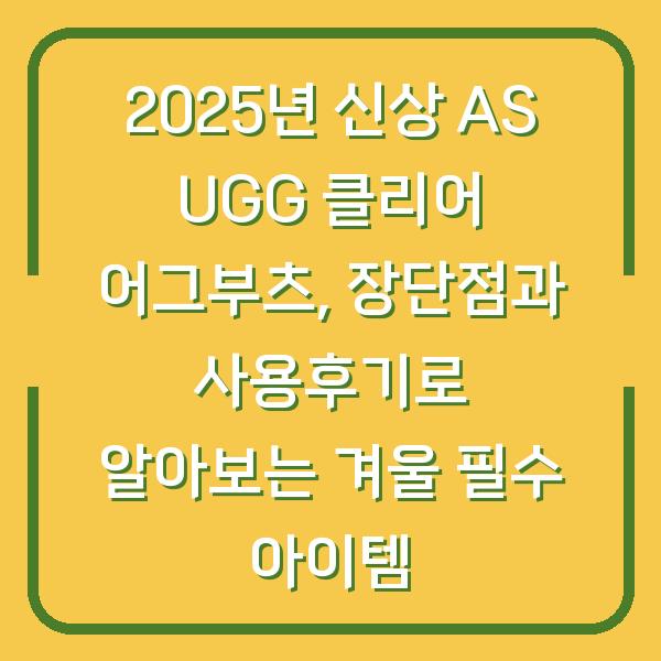 2025년 신상 AS UGG 클리어 어그부츠, 장단점과 사용후기로 알아보는 겨울 필수 아이템