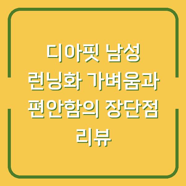 디아핏 남성 런닝화 가벼움과 편안함의 장단점 리뷰