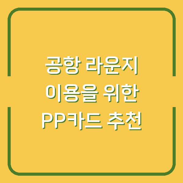 공항 라운지 이용을 위한 PP카드 추천