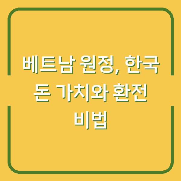 베트남 원정, 한국 돈 가치와 환전 비법