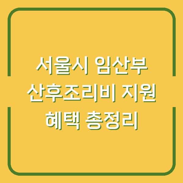 서울시 임산부 산후조리비 지원 혜택 총정리