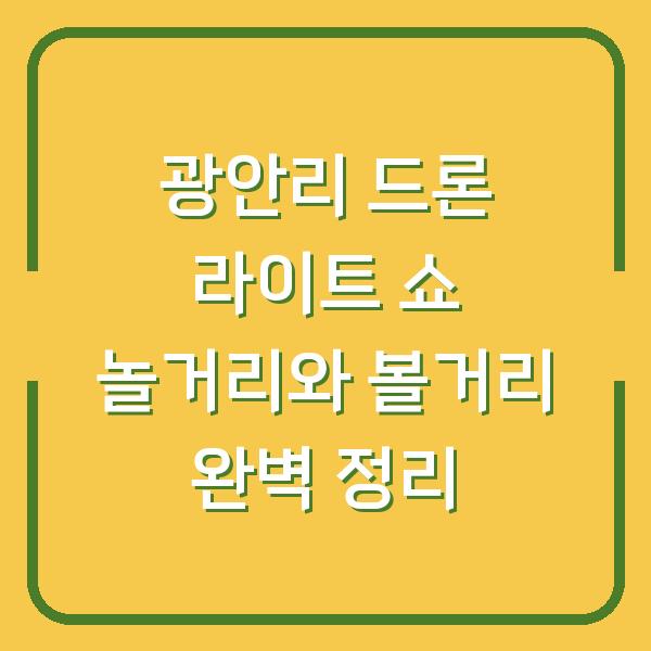 광안리 드론 라이트 쇼 놀거리와 볼거리 완벽 정리