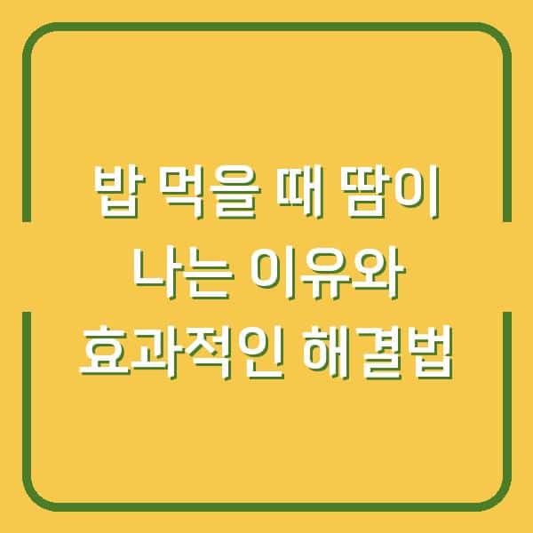 밥 먹을 때 땀이 나는 이유와 효과적인 해결법