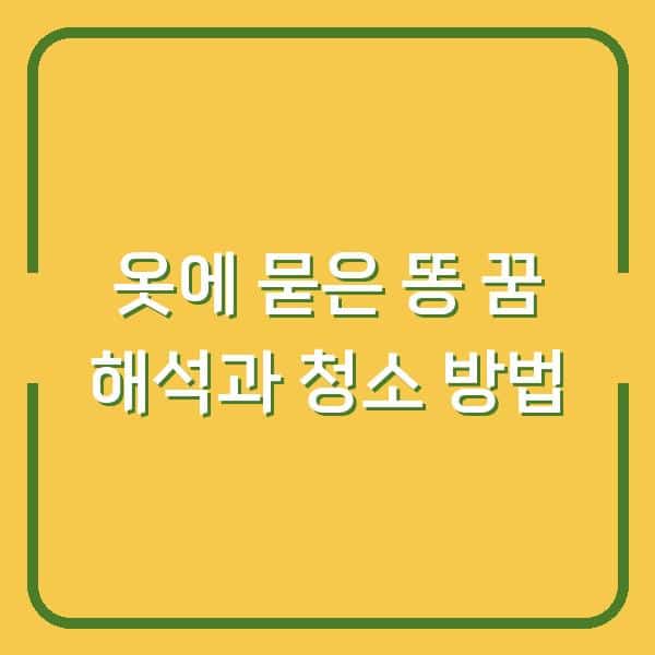 옷에 묻은 똥 꿈 해석과 청소 방법
