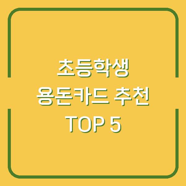 초등학생 용돈카드 추천 TOP 5