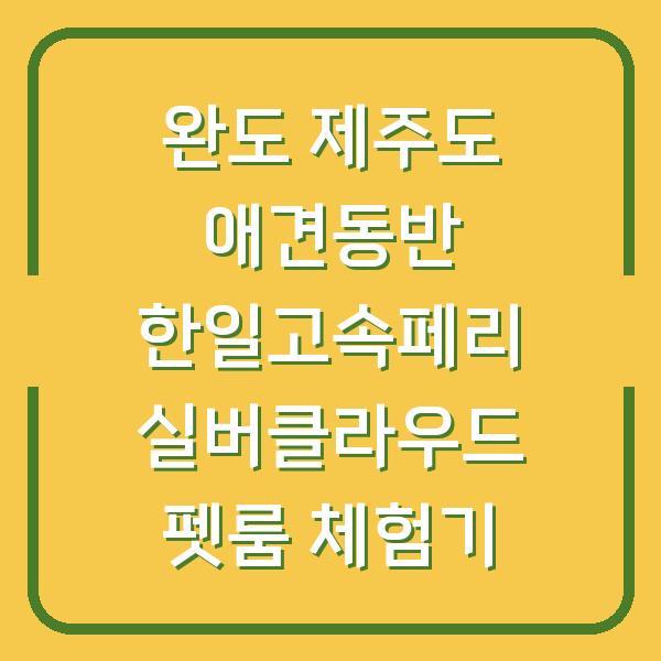 완도 제주도 애견동반 한일고속페리 실버클라우드 펫룸 체험기