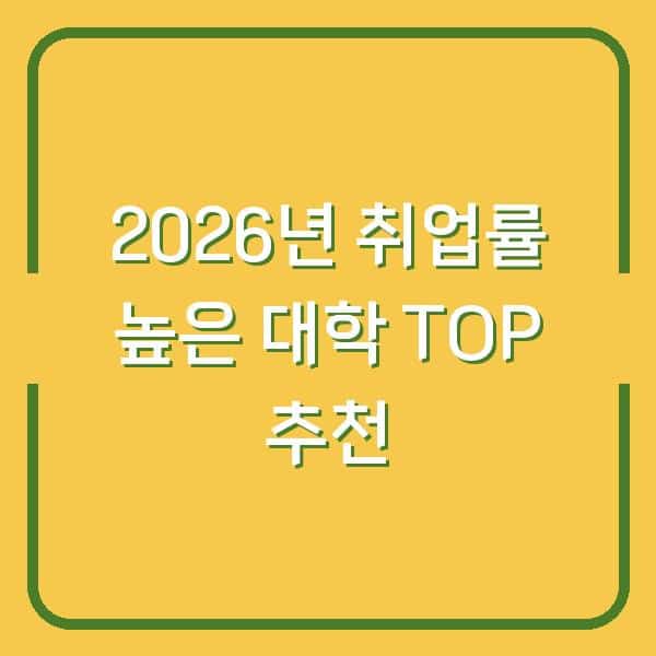 2026년 취업률 높은 대학 TOP 추천