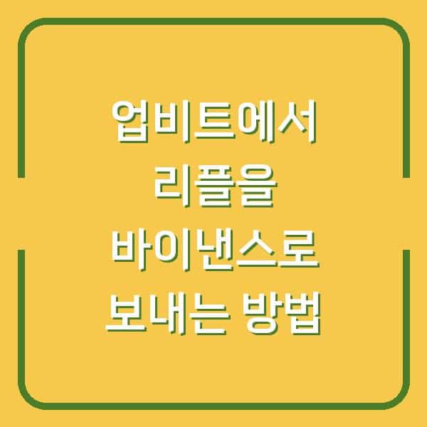 업비트에서 리플을 바이낸스로 보내는 방법