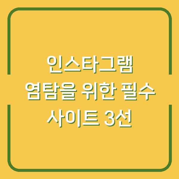 인스타그램 염탐을 위한 필수 사이트 3선