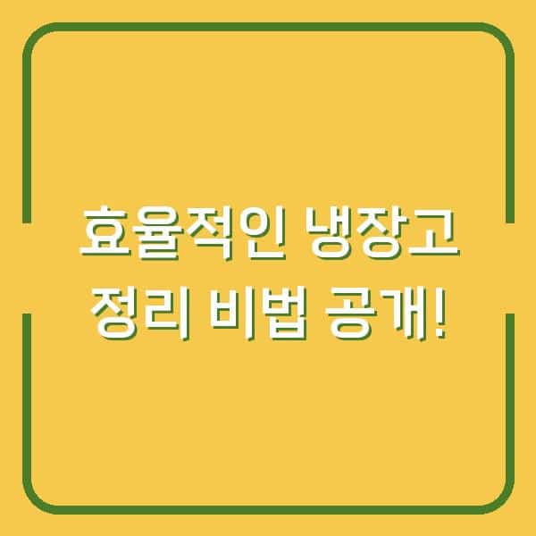 효율적인 냉장고 정리 비법 공개!