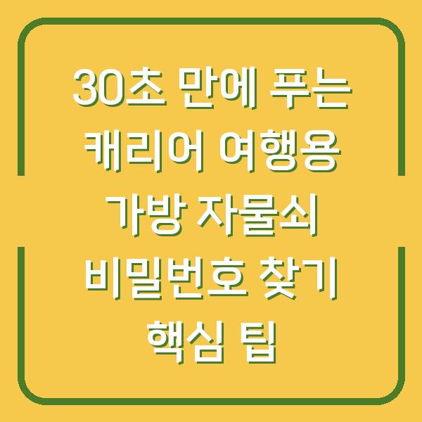 30초 만에 푸는 캐리어 여행용 가방 자물쇠 비밀번호 찾기 핵심 팁