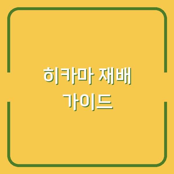 히카마 재배의 모든 것 심기 적기, 수확 타이밍, 보관 방법까지