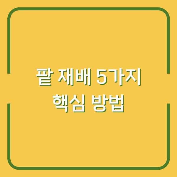 팥 심는 시기부터 수확까지, 1년 농사가 달라지는 재배 방법 5가지