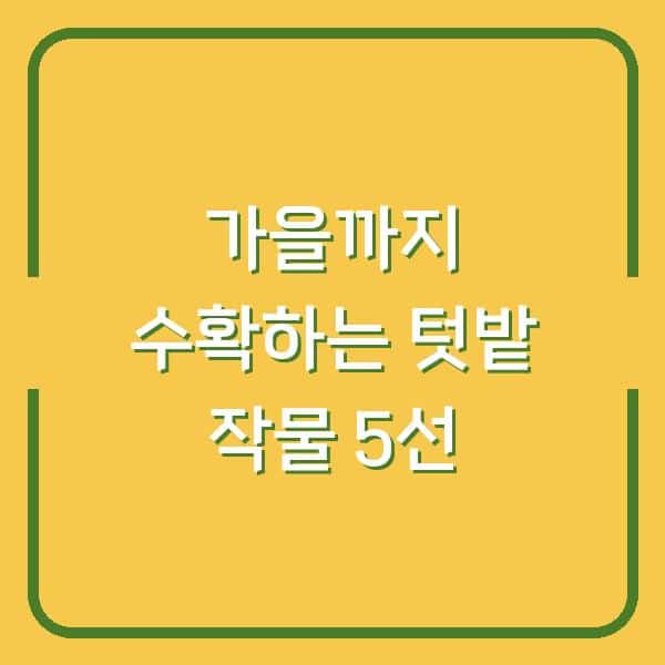 2026년 7월 텃밭에 심으면 가을까지 수확하는 작물 5가지