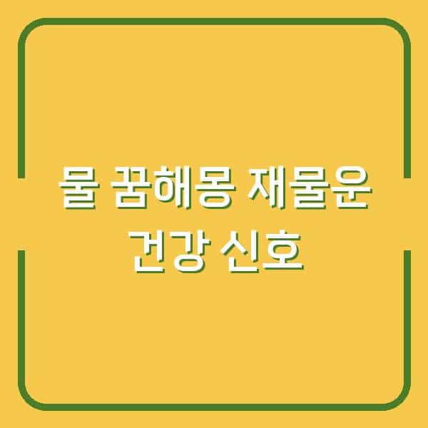 물 꿈해몽이 당신의 재물운과 건강 신호를 알려주는 이유